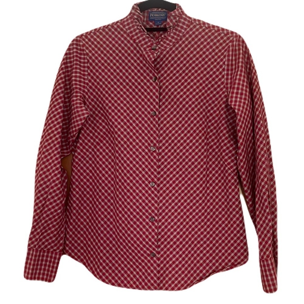 Pendleton Tartan Tidings Plaid Ruffle Collar Button Up Shirt Size 4